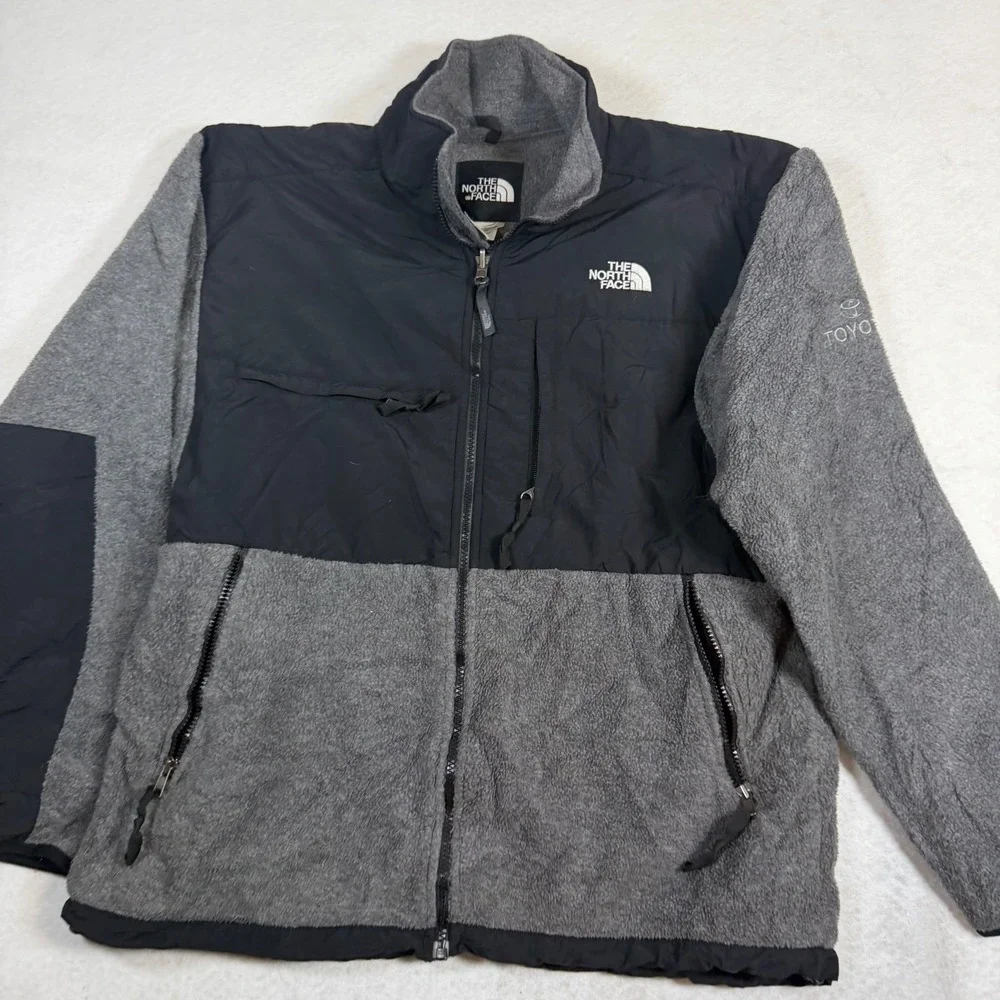 The North Face Denali Fleece Jacket Mens Large Grey Black Toyota Logo Full Zip